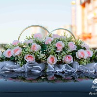 свадебные кольца на крышу машины в розовом цвете